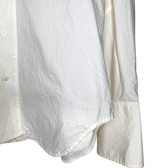 Frame Long Sleeve Asymmetrical Collar White Crisp Button Up Shirt Women’s Sz XL - Picture 5 of 9